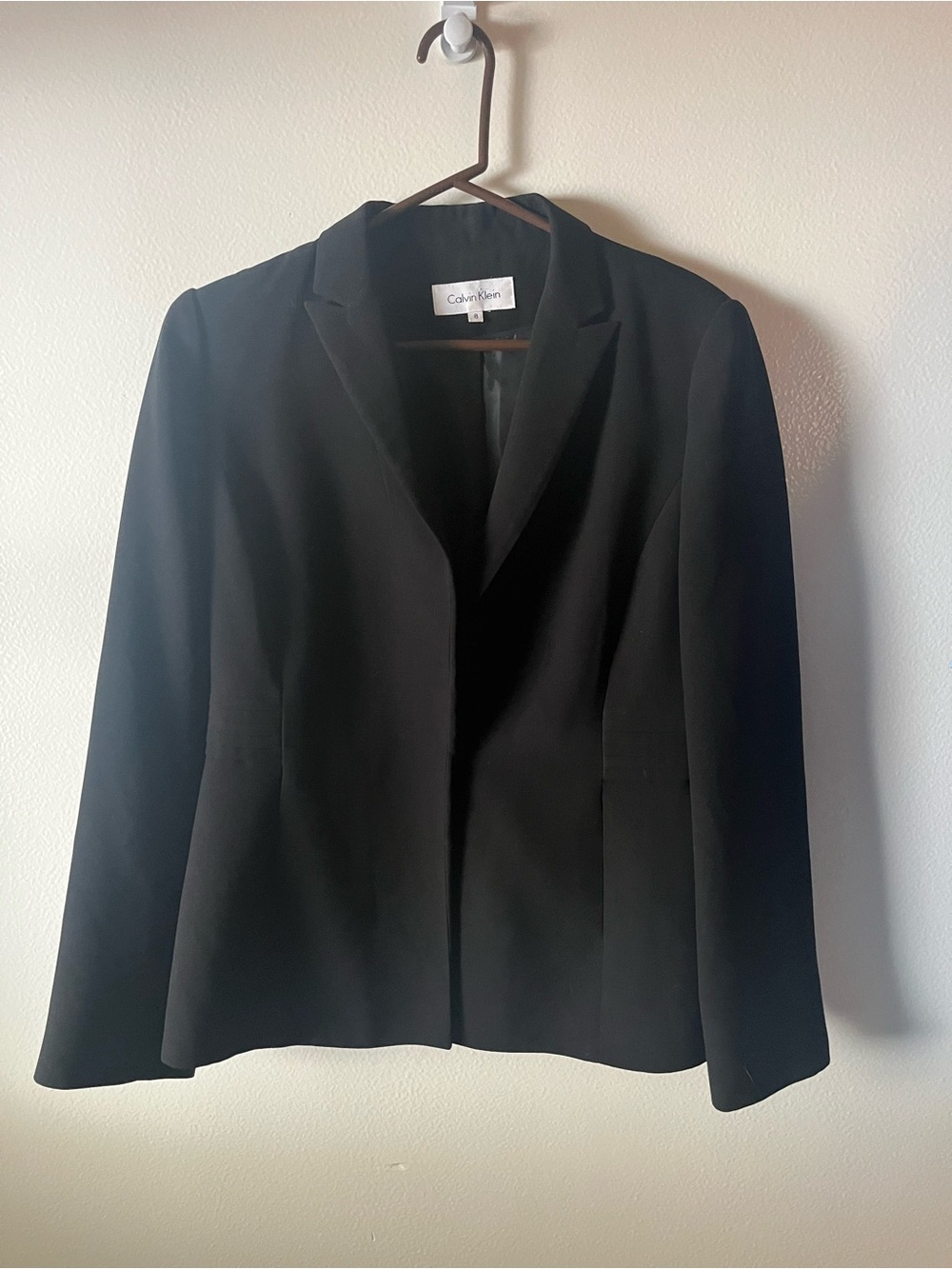 Calvin Klein Black Women's Blazer Tailored Open-Front
